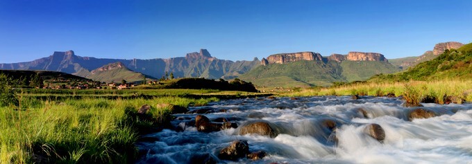 River and Drakensberg mountains